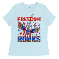 Baby Blue freedom rocks Ladies Tee - NancyCooperArtShop