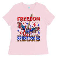 Bubblegum Pink freedom rocks Ladies Tee - NancyCooperArtShop
