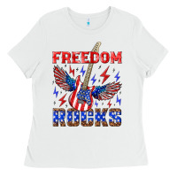 White freedom rocks Ladies Tee - NancyCooperArtShop