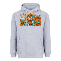 Heather Grey Thanksgiving Coffee Cups Heavyweight Hoodie - FaDigitalArtStudio