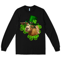 Black st. patrick's day goat clovers and leprechaun hat Long Sleeve Tee - RanaPortraitStore