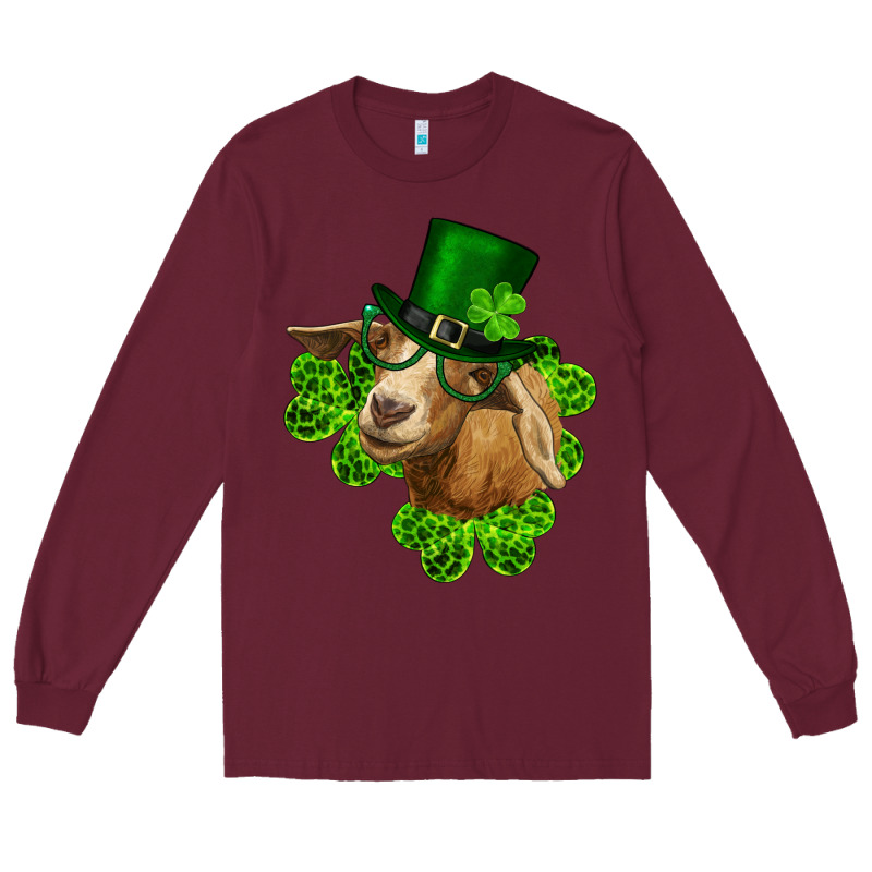 St. Patrick's Day Goat Clovers And Leprechaun Hat Long Sleeve Tee by RanaPortraitStore | Teevron