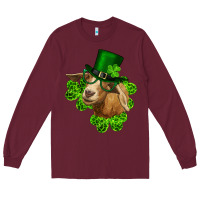 Burgundy st. patrick's day goat clovers and leprechaun hat Long Sleeve Tee - RanaPortraitStore
