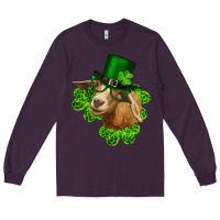 Plum st. patrick's day goat clovers and leprechaun hat Long Sleeve Tee - RanaPortraitStore