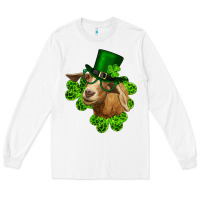 White st. patrick's day goat clovers and leprechaun hat Long Sleeve Tee - RanaPortraitStore