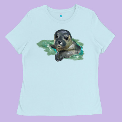 Sea Seal Face Illustrations Ladies Tee Designed By Lillyallendesigns