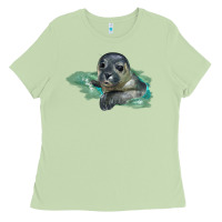 Matcha Sea Seal Face Illustrations Ladies Tee - LillyAllenDesigns