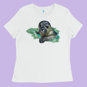 Sea Seal Face Illustrations Ladies Tee Designed By Lillyallendesigns