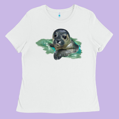 Sea Seal Face Illustrations Ladies Tee Designed By Lillyallendesigns