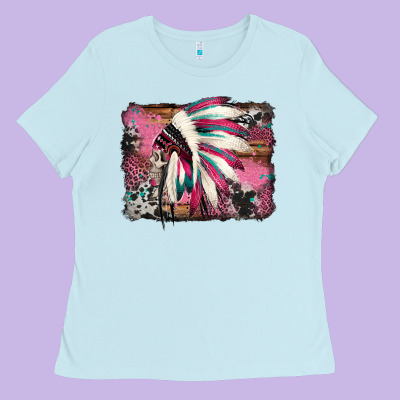 Indian Headdress Valentine's Day Ladies Tee Designed By Jasminsmagicworld