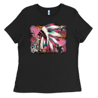 Black indian headdress valentine's day Ladies Tee - Jasminsmagicworld