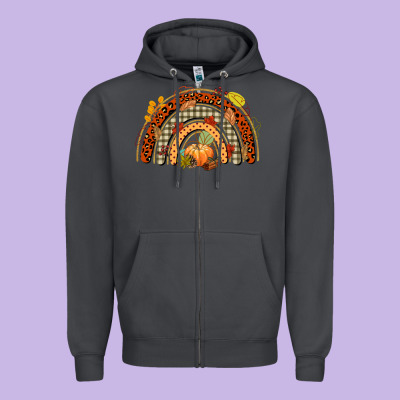 Fall Rainbow Zipper Hoodie Designed By Cowgirlartshop
