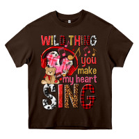 Chocolate Brown wild thing you make my heart sing Heavy Core Tee - NancyCooperArtShop
