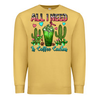 Antique Gold All I Need Is Coffee Cactus Frappe Premium Sweatshirt - FaDigitalArtStudio