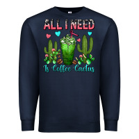 Navy All I Need Is Coffee Cactus Frappe Premium Sweatshirt - FaDigitalArtStudio