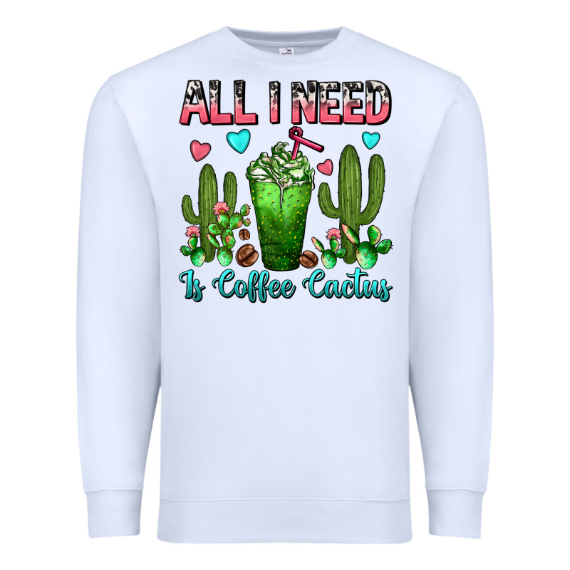 All I Need Is Coffee Cactus Frappe Premium Sweatshirt by FaDigitalArtStudio | Teevron