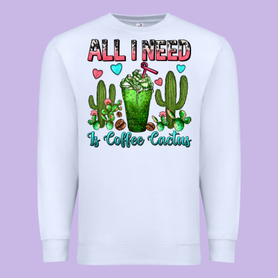 All I Need Is Coffee Cactus Frappe Premium Sweatshirt Designed By Fadigitalartstudio