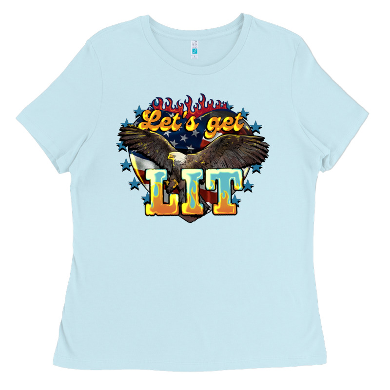 Lets Get Lit America Eagle Ladies Tee by NancyCooperArtShop | Teevron