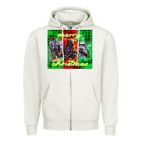Oatmeal Heather merry christmas gnomies Zipper Hoodie - CowGirlArtShop