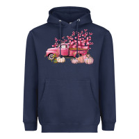 Navy Breast Cancer truck Heavyweight Hoodie - FaDigitalArtStudio