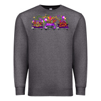 Charcoal Heather Mardi Gras Farm Trucks Premium Sweatshirt - FaDigitalArtStudio