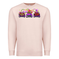 Pale Pink Mardi Gras Farm Trucks Premium Sweatshirt - FaDigitalArtStudio