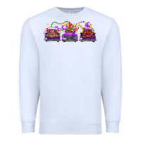 White Mardi Gras Farm Trucks Premium Sweatshirt - FaDigitalArtStudio