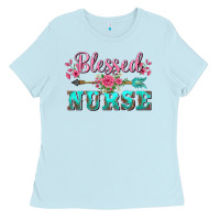 Western Blessed Nurse Pink Floral Arrow Ladies Tee | Teevron
