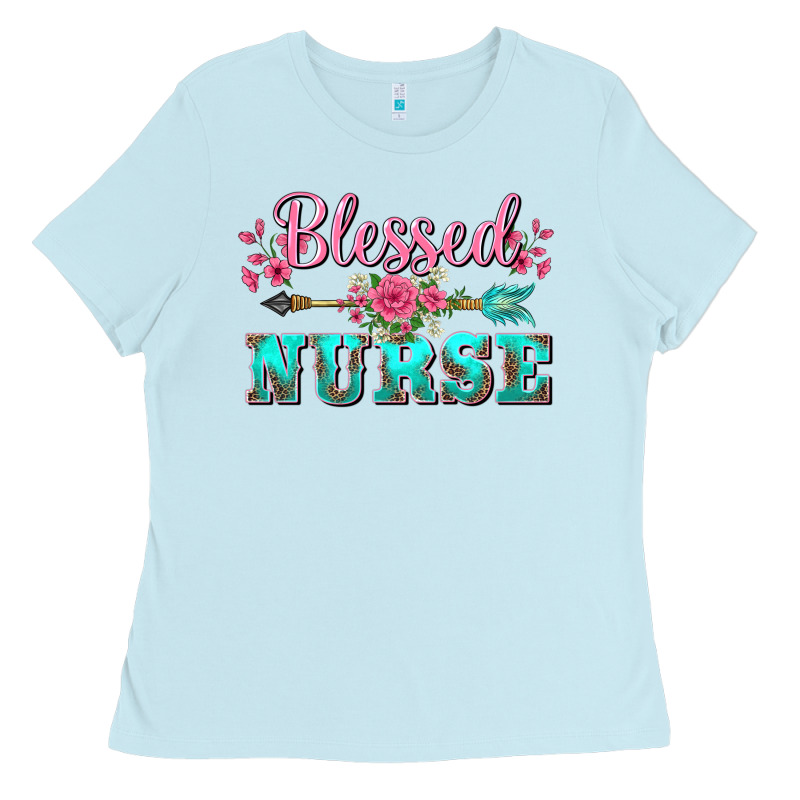 Western Blessed Nurse Pink Floral Arrow Ladies Tee by BarkalooDesign | Teevron