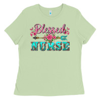 Matcha western blessed nurse pink floral arrow Ladies Tee - BarkalooDesign