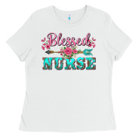 White western blessed nurse pink floral arrow Ladies Tee - BarkalooDesign