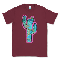 Burgundy Western Turquoise Cactus Classic Tee - RanaPortraitStore