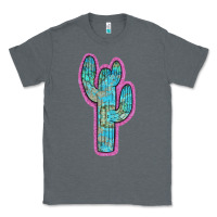 Charcoal Heather Western Turquoise Cactus Classic Tee - RanaPortraitStore