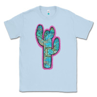 Dusty Blue Western Turquoise Cactus Classic Tee - RanaPortraitStore