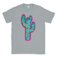 Heather Grey Western Turquoise Cactus Classic Tee - RanaPortraitStore
