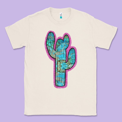 Western Turquoise Cactus Classic Tee Designed By Ranaportraitstore