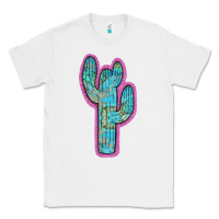 White Western Turquoise Cactus Classic Tee - RanaPortraitStore
