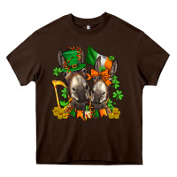 Chocolate Brown st patricks donkeys with  shamrocks Heavy Core Tee - AdoDesignShop