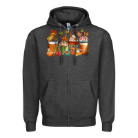Charcoal Heather fall coffee cups Zipper Hoodie - CowGirlArtShop