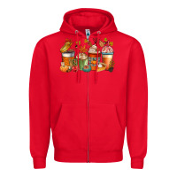 Red fall coffee cups Zipper Hoodie - CowGirlArtShop