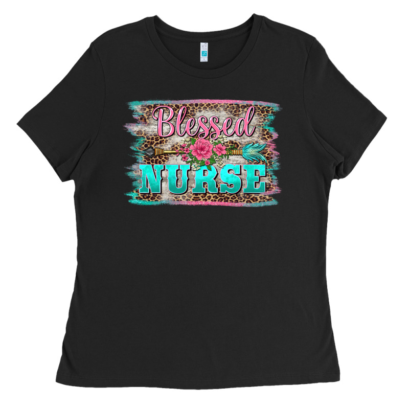 Western Blessed Nurse Pink Floral Arrow  Background Ladies Tee by BarkalooDesign | Teevron