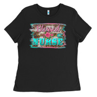 Black western blessed nurse pink floral arrow  background Ladies Tee - BarkalooDesign