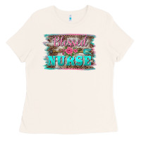 Bone western blessed nurse pink floral arrow  background Ladies Tee - BarkalooDesign