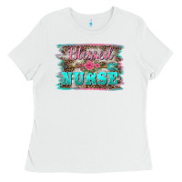 White western blessed nurse pink floral arrow  background Ladies Tee - BarkalooDesign