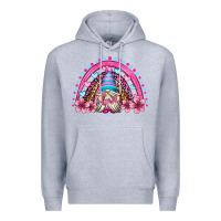 Heather Grey valentine's day rainbow gnome olivia Premium Hoodie - OliviaCreatesArt