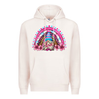 Pale Pink valentine's day rainbow gnome olivia Premium Hoodie - OliviaCreatesArt