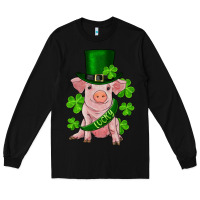 Black st. patrick's day lucky baby pig Long Sleeve Tee - RanaPortraitStore