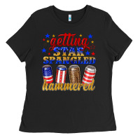 Black getting star spangled hammered Ladies Tee - NancyCooperArtShop