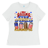 White getting star spangled hammered Ladies Tee - NancyCooperArtShop