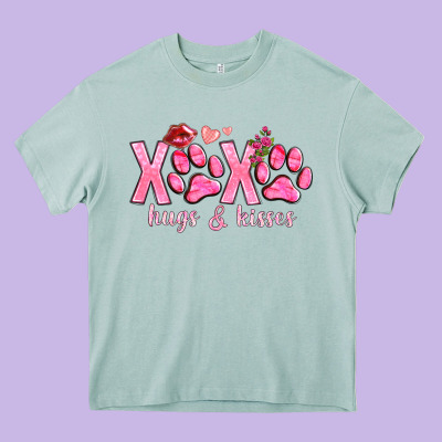 Xoxo Hugs And Kisses Paws Heavy Core Tee Designed By Nancycooperartshop
